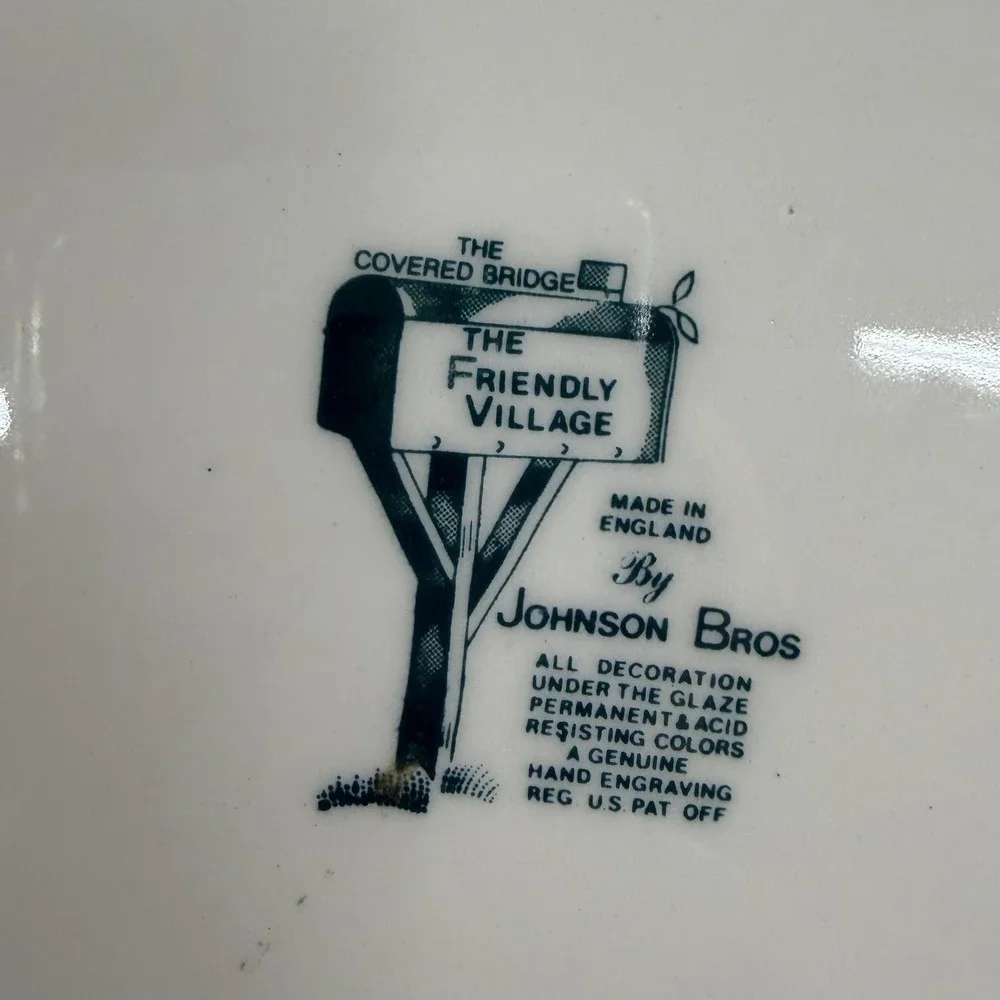 VTG Johnson Bros Friendly Village Covered Bridge Plate Square England Winter
